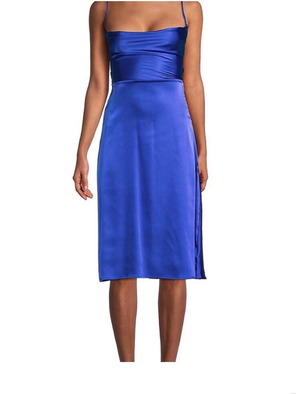 DANIELLE BERNSTEIN Cobalt Blue Satin Slip Midi Dress